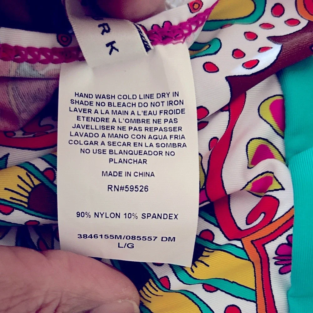 Trina Turk NWT Pink & Green Hawaiian Garden Boatneck Tunic Swim Cover Mini Dress - Picture 15 of 16